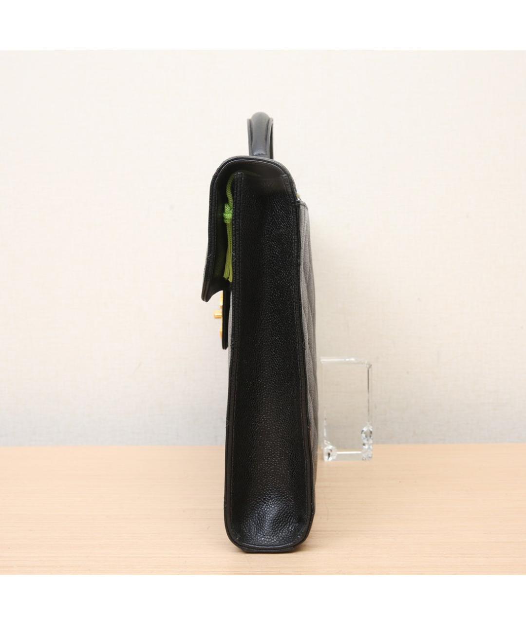 CHANEL Черная кожаная сумка с короткими ручками, фото 4