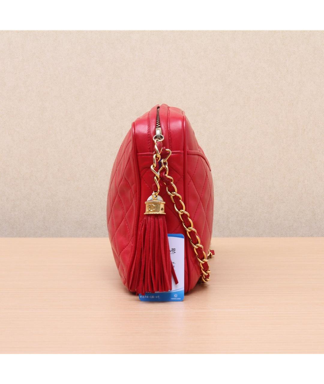 CHANEL Красная кожаная сумка через плечо, фото 4