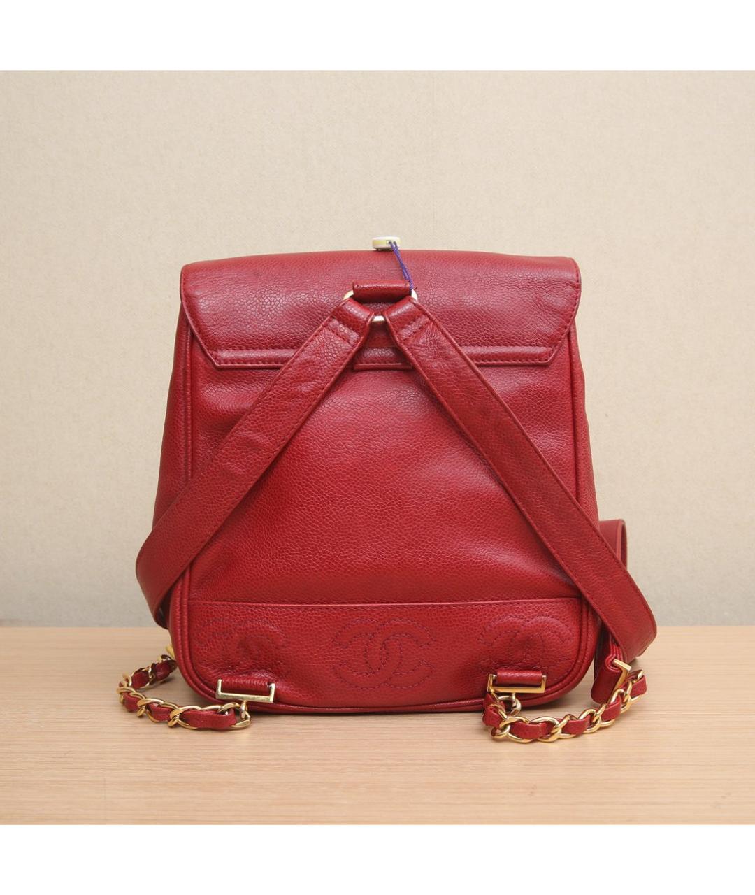 CHANEL Красный кожаный рюкзак, фото 6