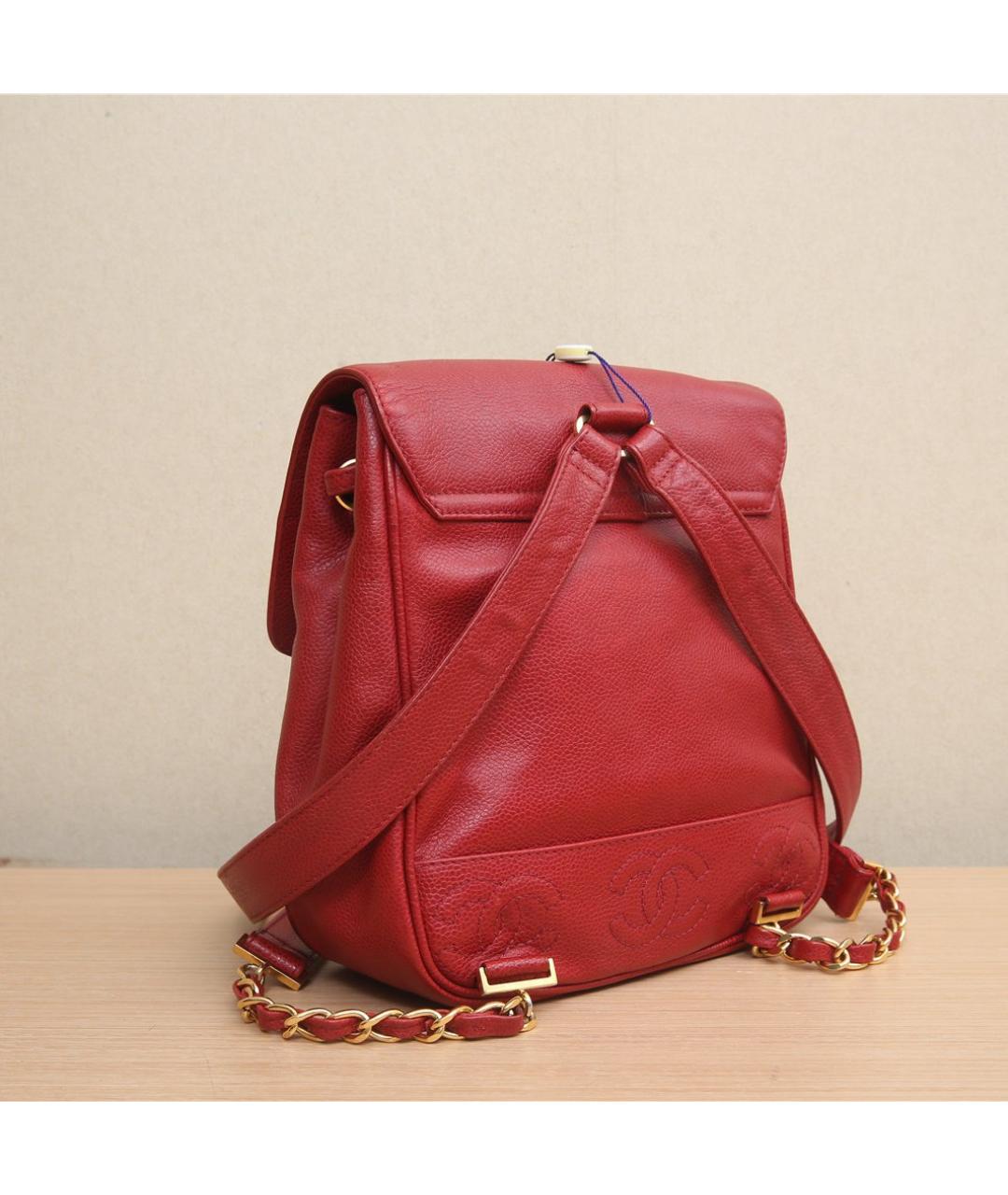 CHANEL Красный кожаный рюкзак, фото 5