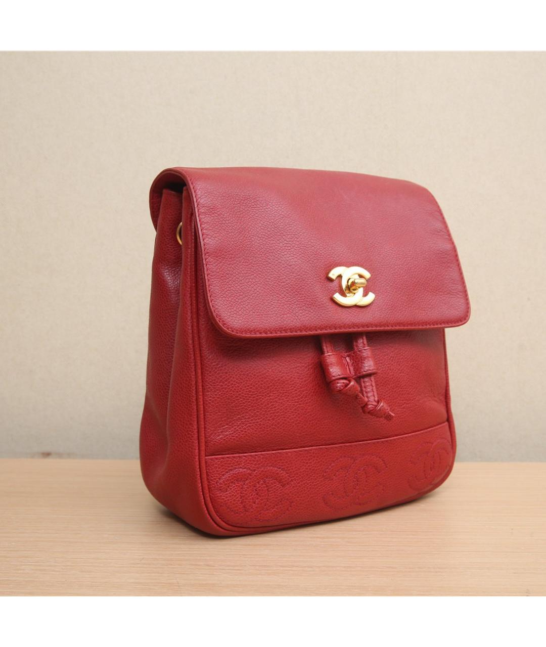 CHANEL Красный кожаный рюкзак, фото 3