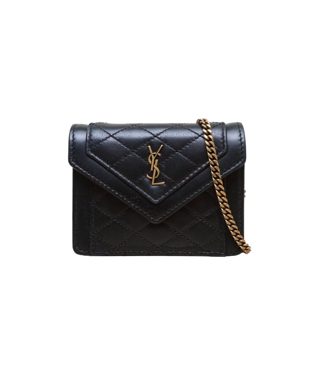 SAINT LAURENT Черная кожаная сумка через плечо, фото 1