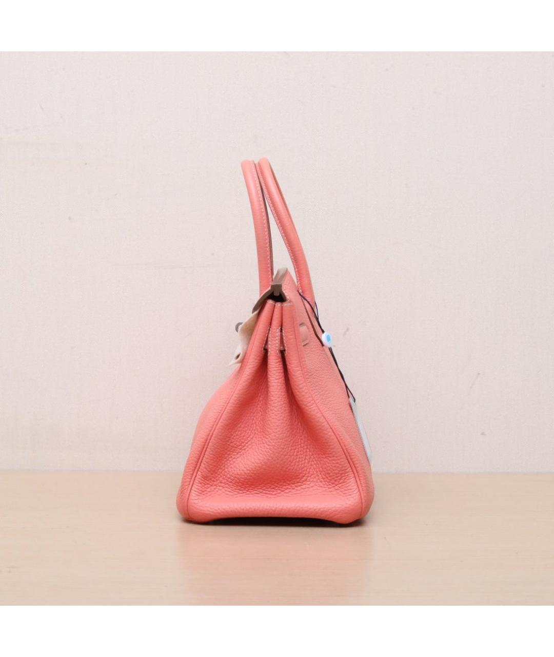 HERMES Коралловая кожаная сумка с короткими ручками, фото 5