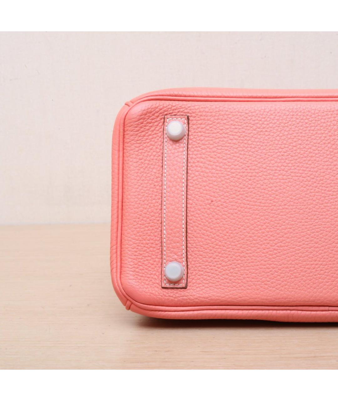 HERMES Коралловая кожаная сумка с короткими ручками, фото 9