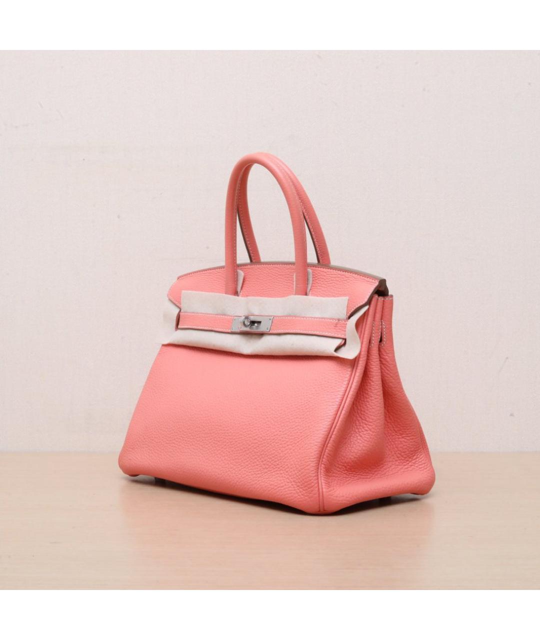 HERMES Коралловая кожаная сумка с короткими ручками, фото 4