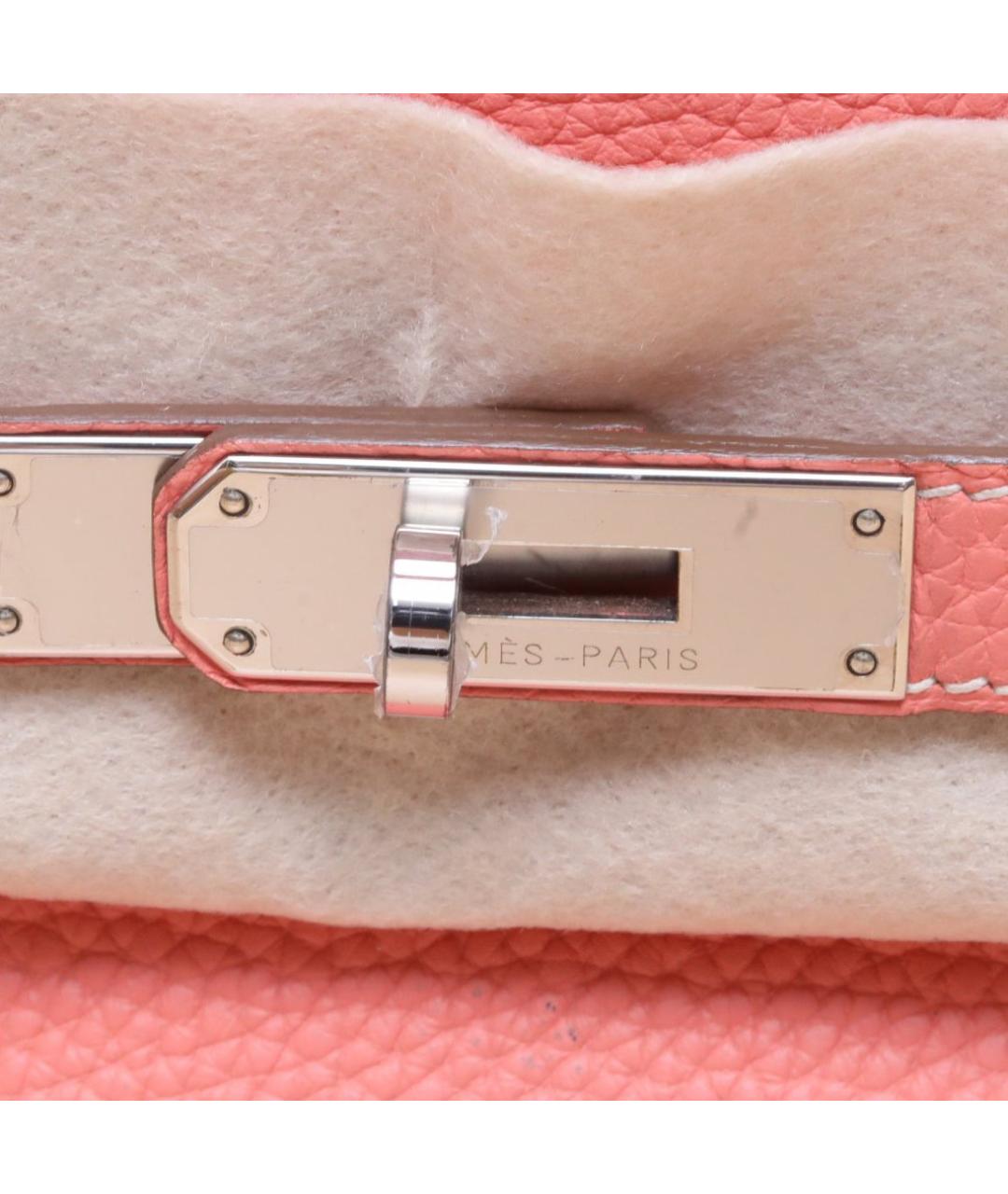 HERMES Коралловая кожаная сумка с короткими ручками, фото 8