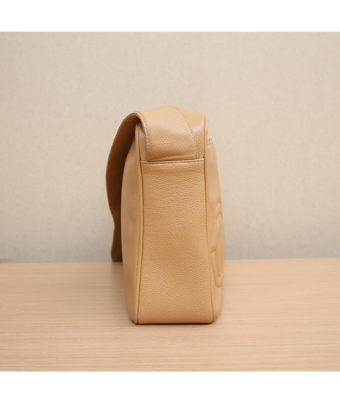 CHANEL Бежевая кожаная сумка через плечо, фото 4