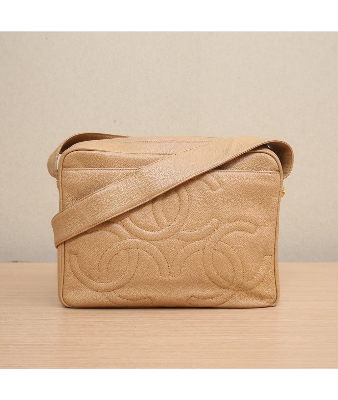 CHANEL Бежевая кожаная сумка через плечо, фото 2