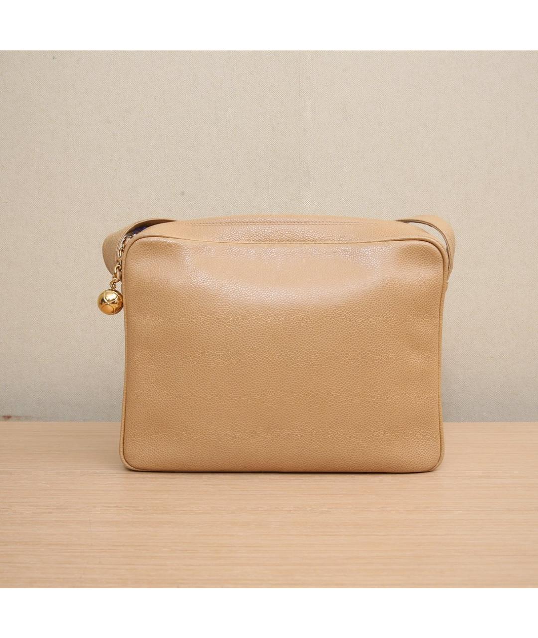 CHANEL Бежевая кожаная сумка через плечо, фото 6