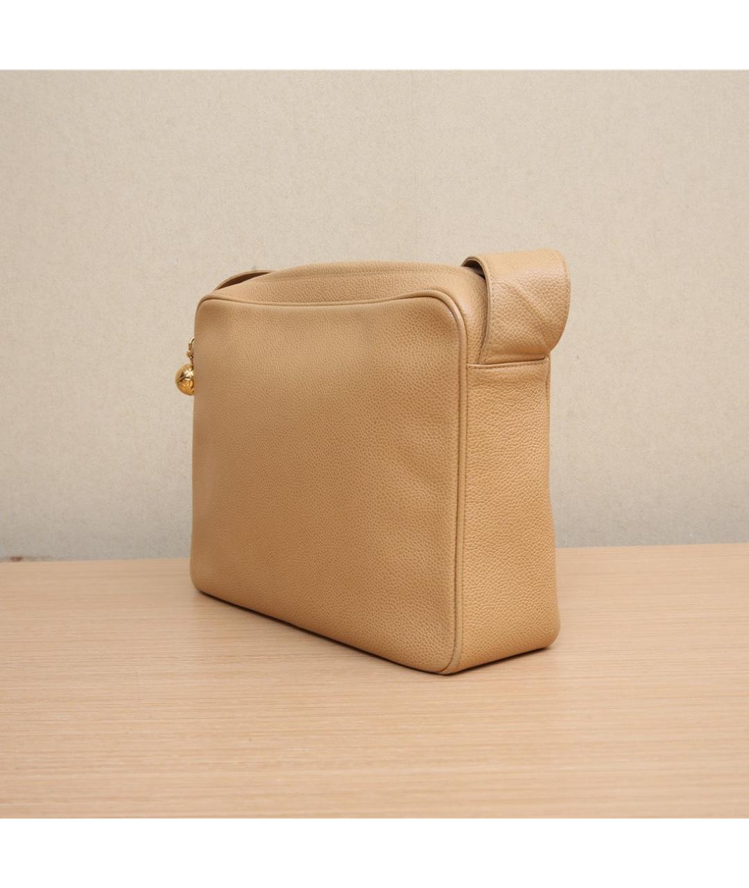 CHANEL Бежевая кожаная сумка через плечо, фото 5