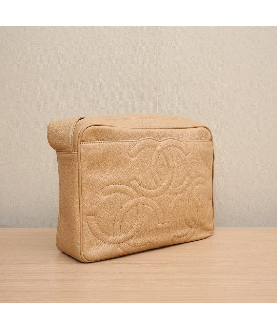 CHANEL Бежевая кожаная сумка через плечо, фото 3