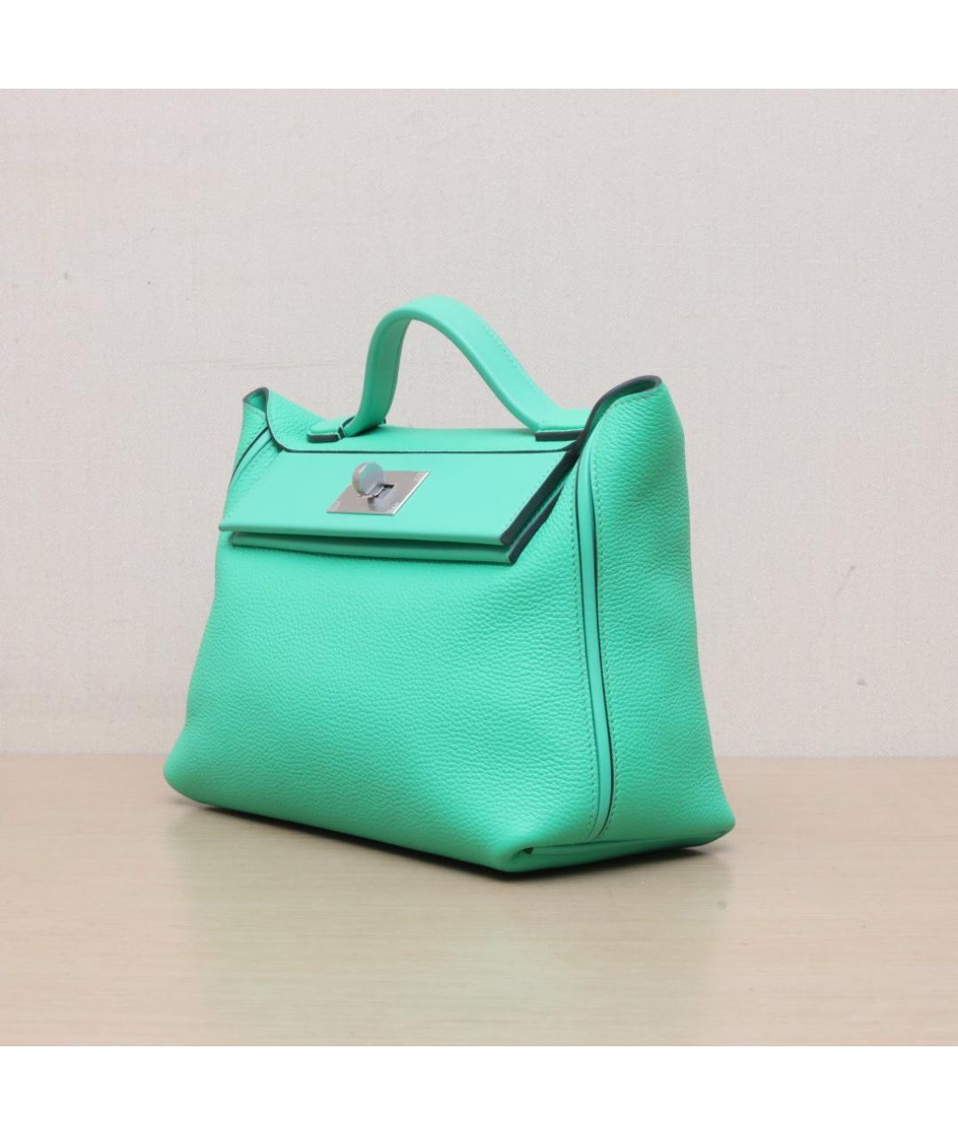 HERMES Бирюзовая кожаная сумка через плечо, фото 4