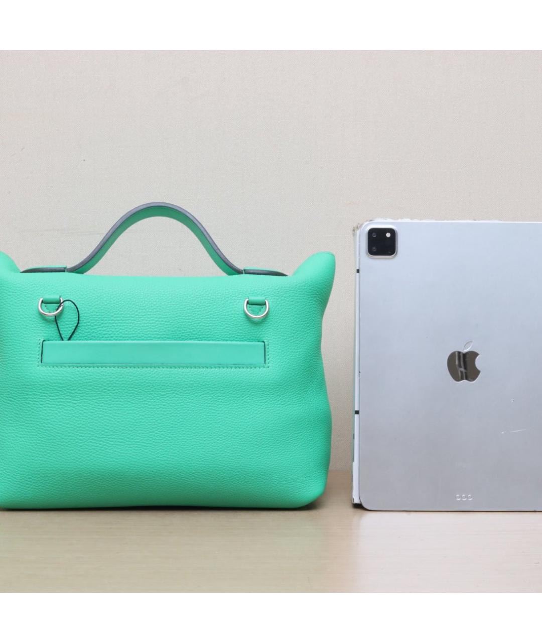 HERMES Бирюзовая кожаная сумка через плечо, фото 7