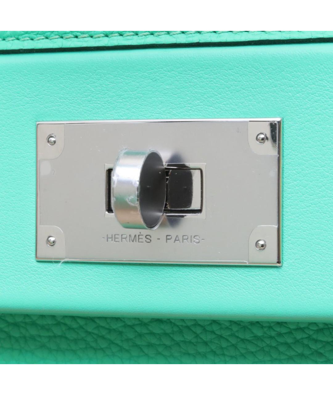 HERMES Бирюзовая кожаная сумка через плечо, фото 8