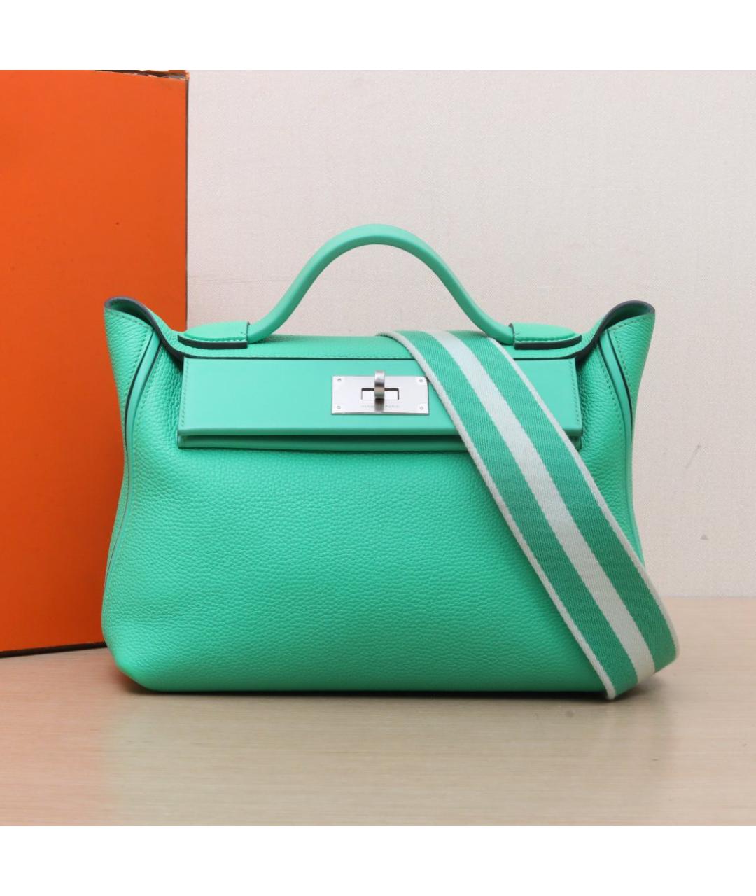 HERMES Бирюзовая кожаная сумка через плечо, фото 2