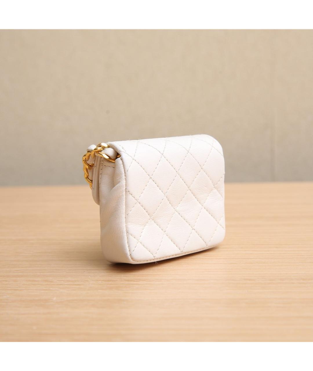 CHANEL Белая кожаная сумка через плечо, фото 5