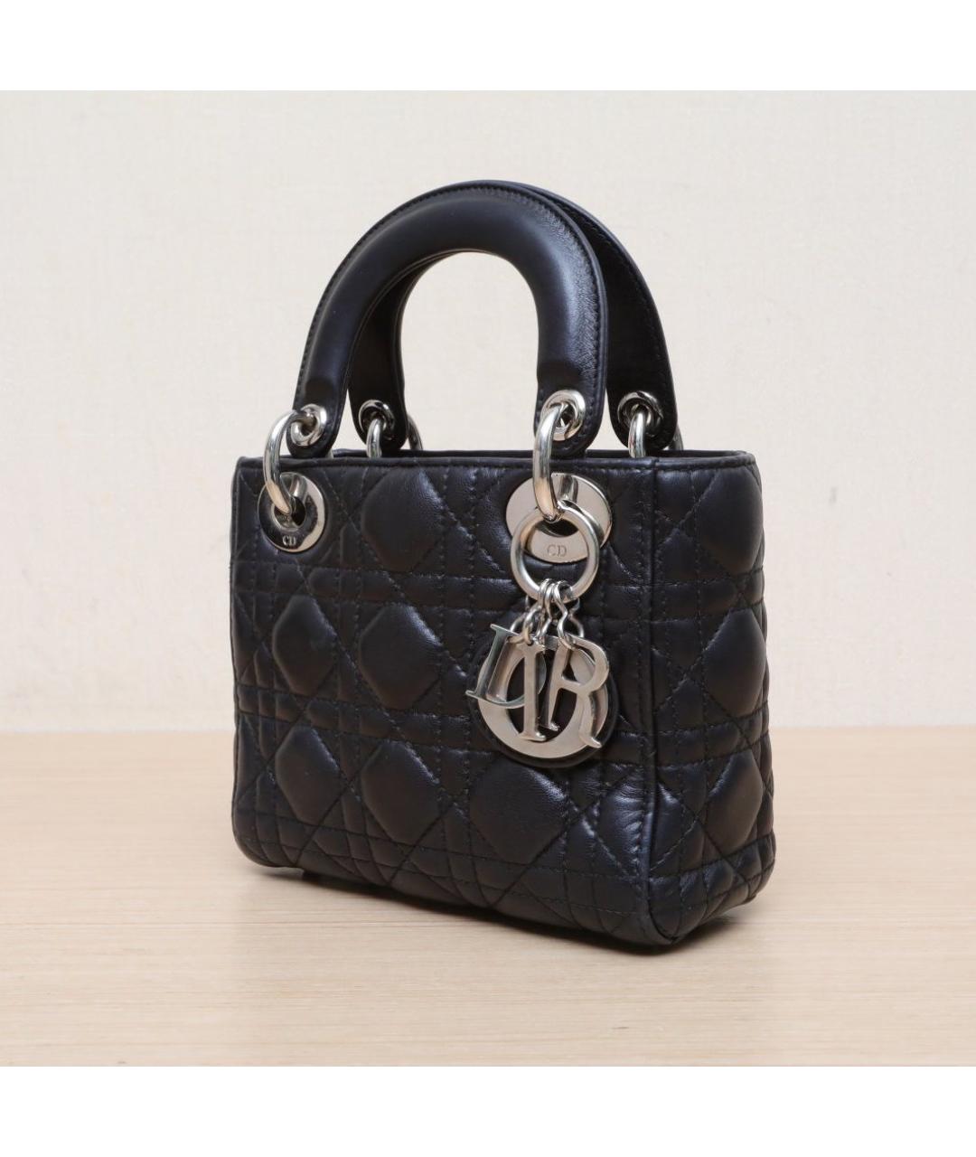 CHRISTIAN DIOR Черная кожаная сумка через плечо, фото 4