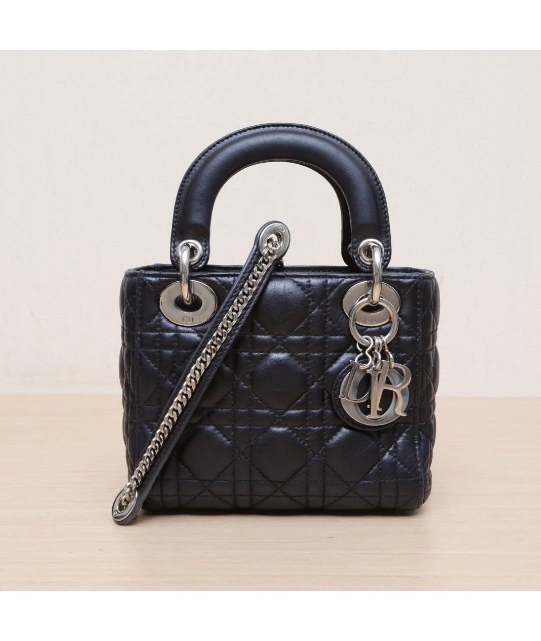 CHRISTIAN DIOR Черная кожаная сумка через плечо, фото 3