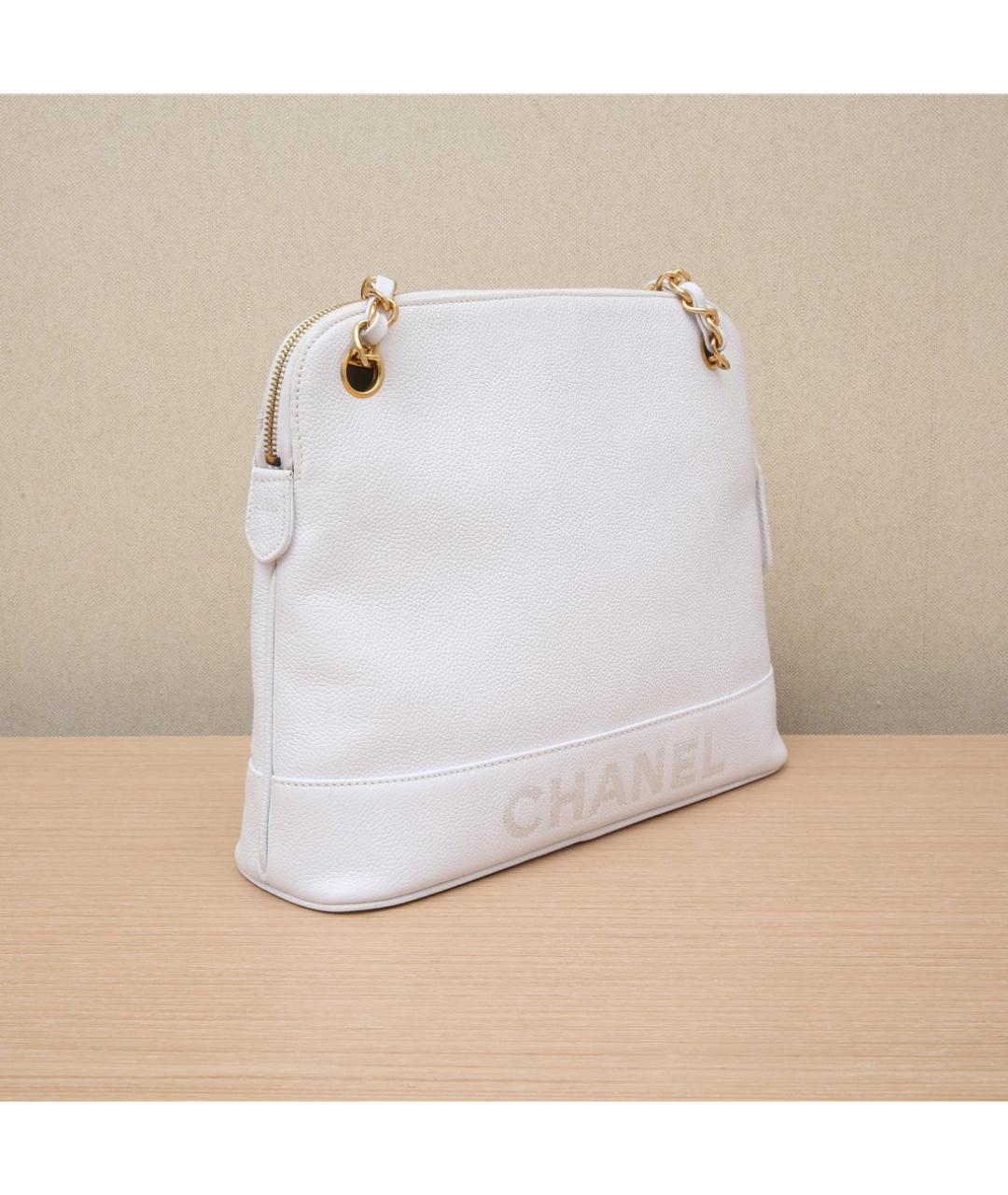CHANEL Белая кожаная сумка через плечо, фото 5