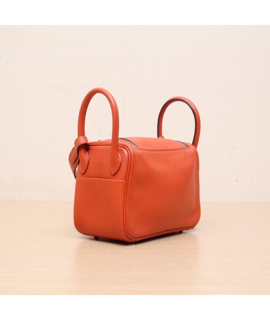 HERMES Оранжевая кожаная сумка через плечо, фото 6