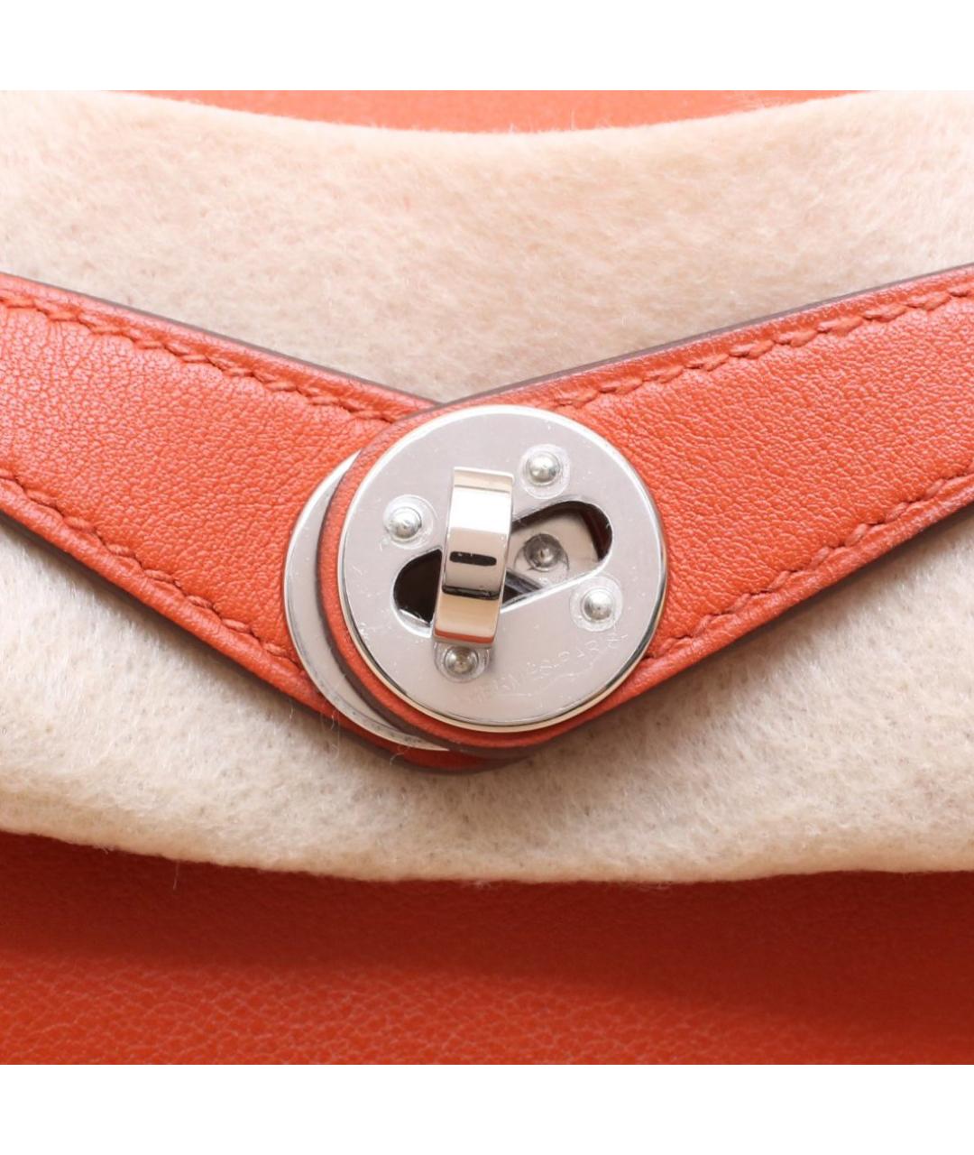 HERMES Оранжевая кожаная сумка через плечо, фото 8