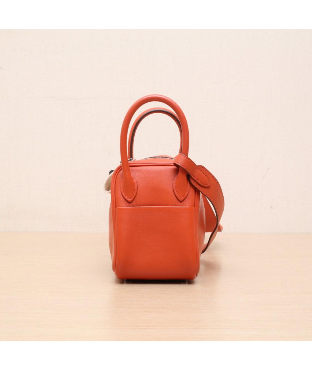 HERMES Оранжевая кожаная сумка через плечо, фото 5