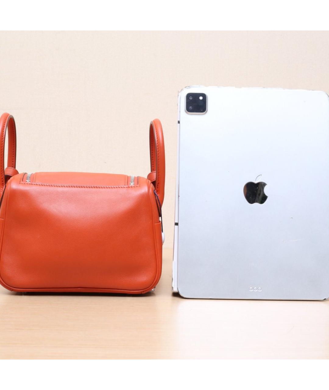 HERMES Оранжевая кожаная сумка через плечо, фото 7