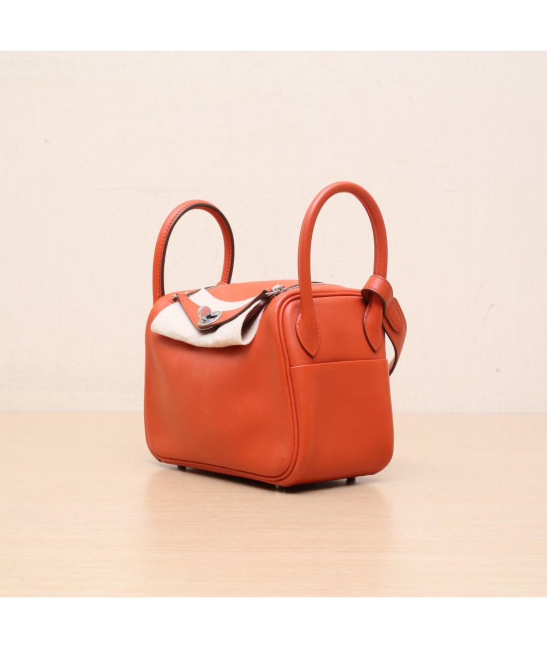 HERMES Оранжевая кожаная сумка через плечо, фото 4