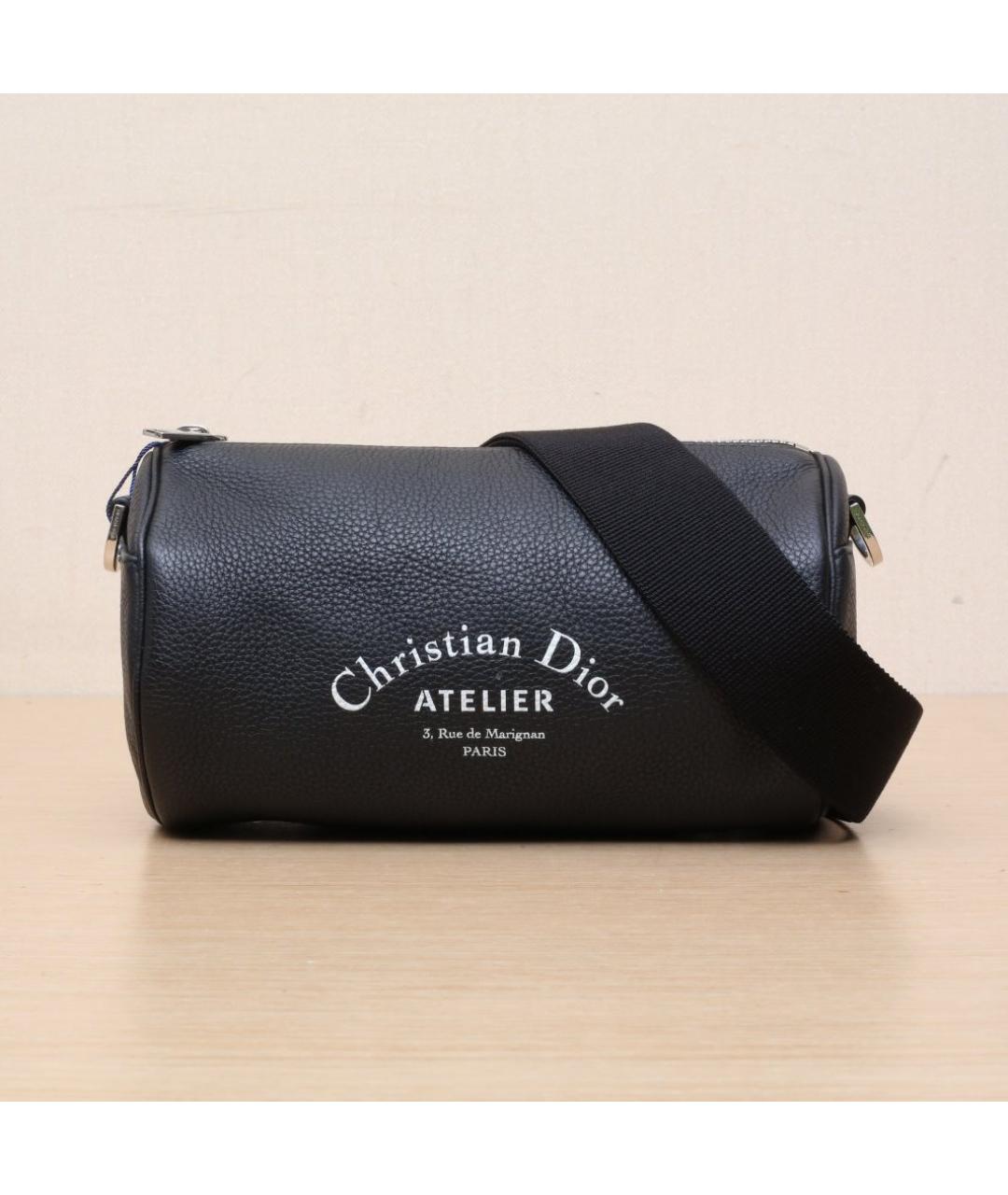 CHRISTIAN DIOR Черная кожаная сумка через плечо, фото 3