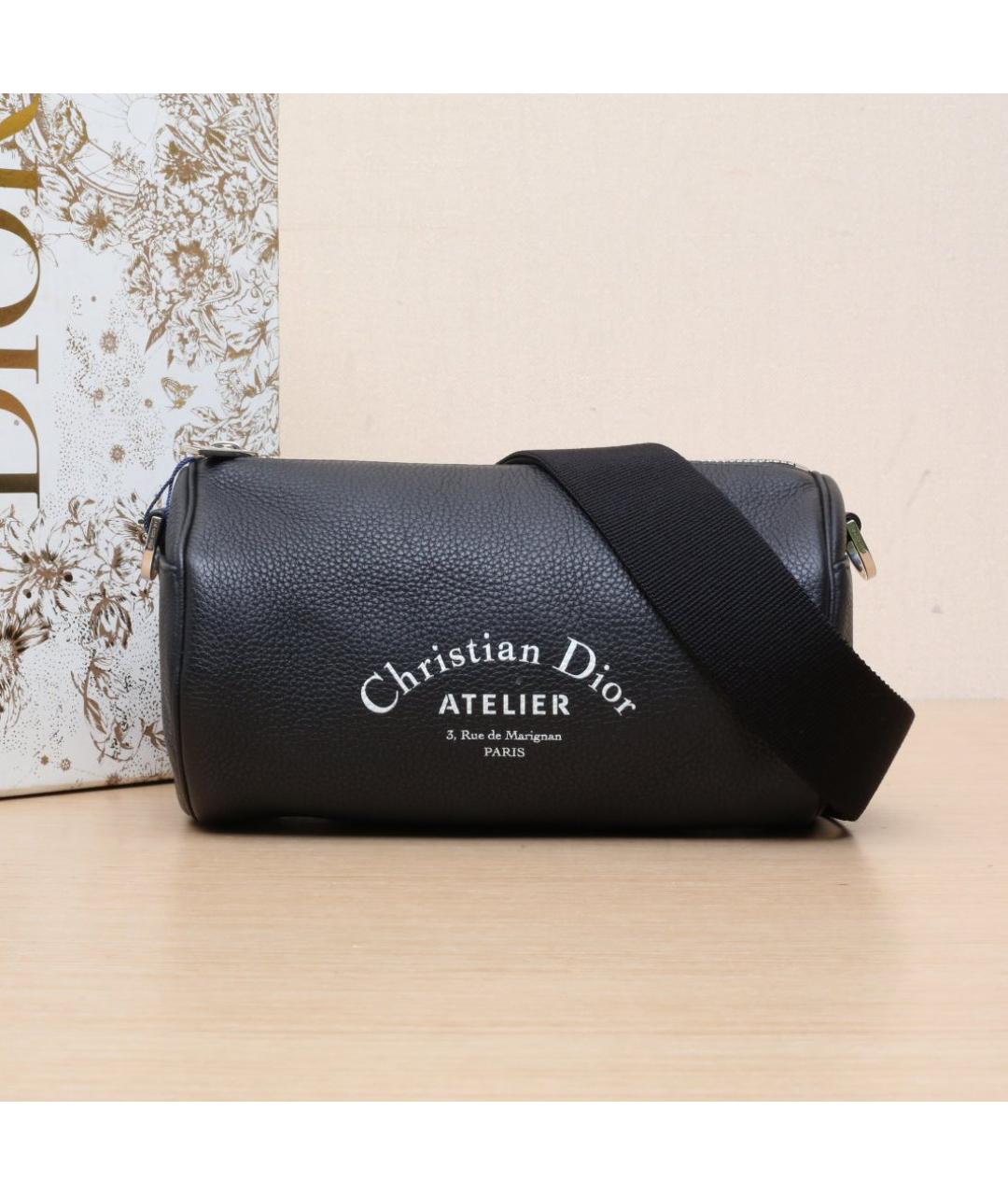 CHRISTIAN DIOR Черная кожаная сумка через плечо, фото 2