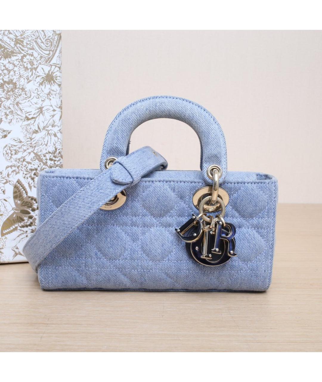 CHRISTIAN DIOR Голубая кожаная сумка через плечо, фото 2