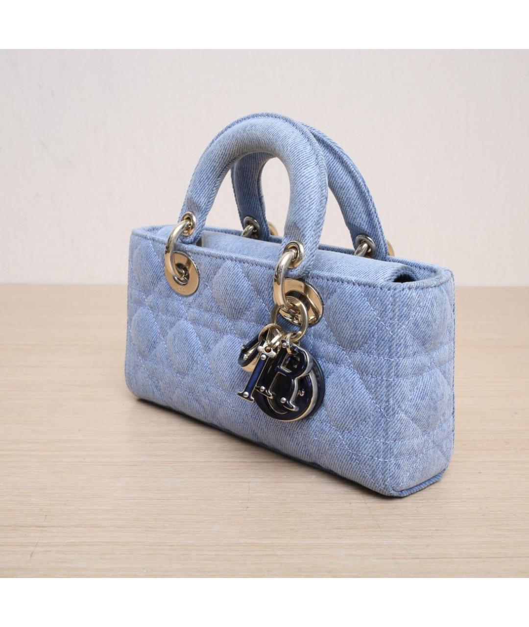 CHRISTIAN DIOR Голубая кожаная сумка через плечо, фото 4