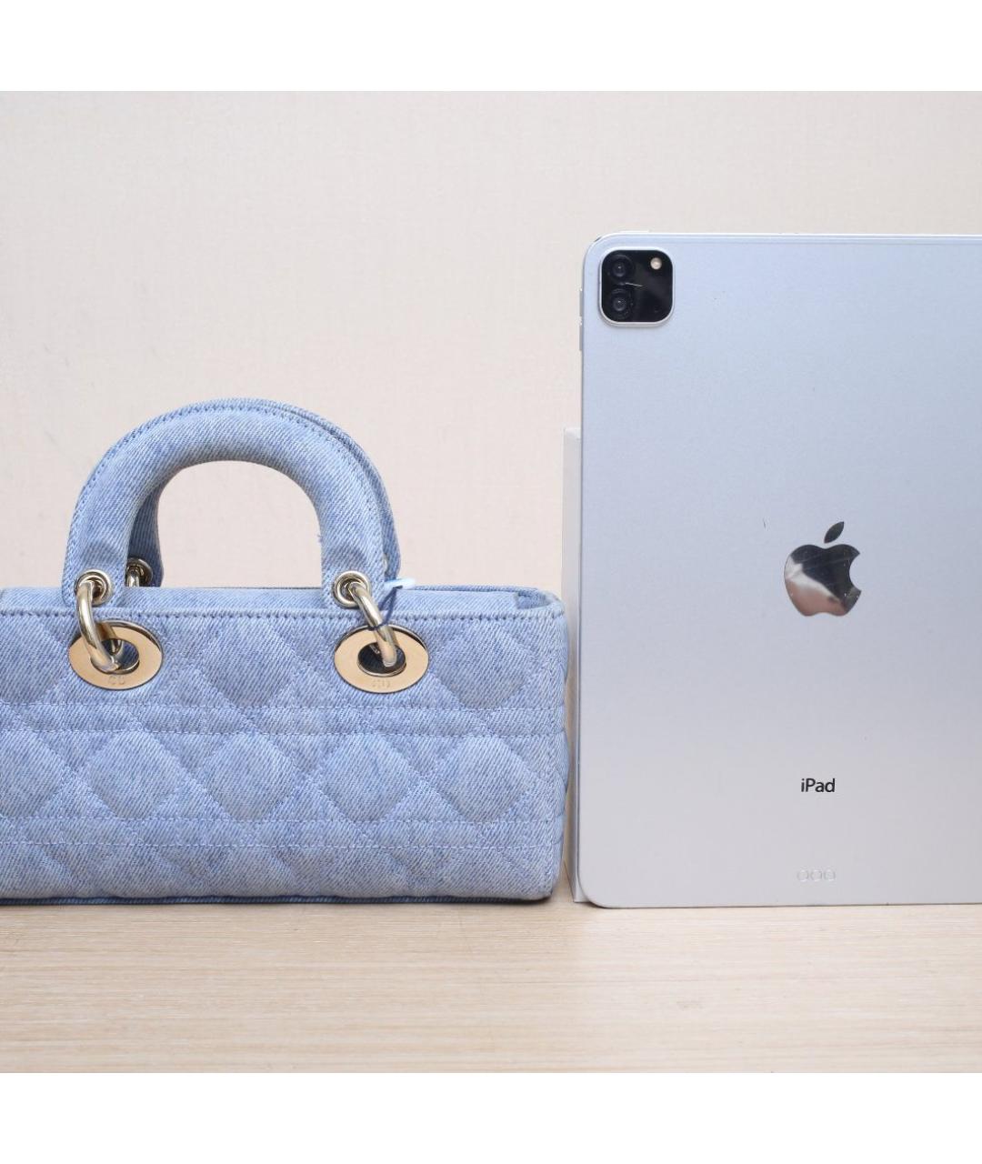 CHRISTIAN DIOR Голубая кожаная сумка через плечо, фото 7