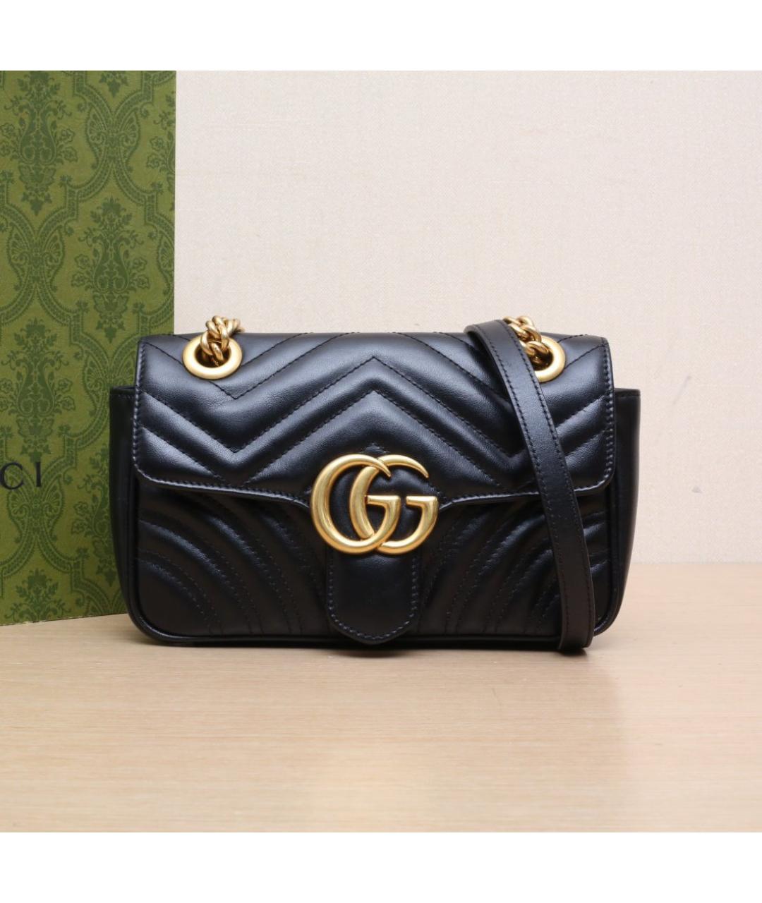 GUCCI Черная кожаная сумка через плечо, фото 2