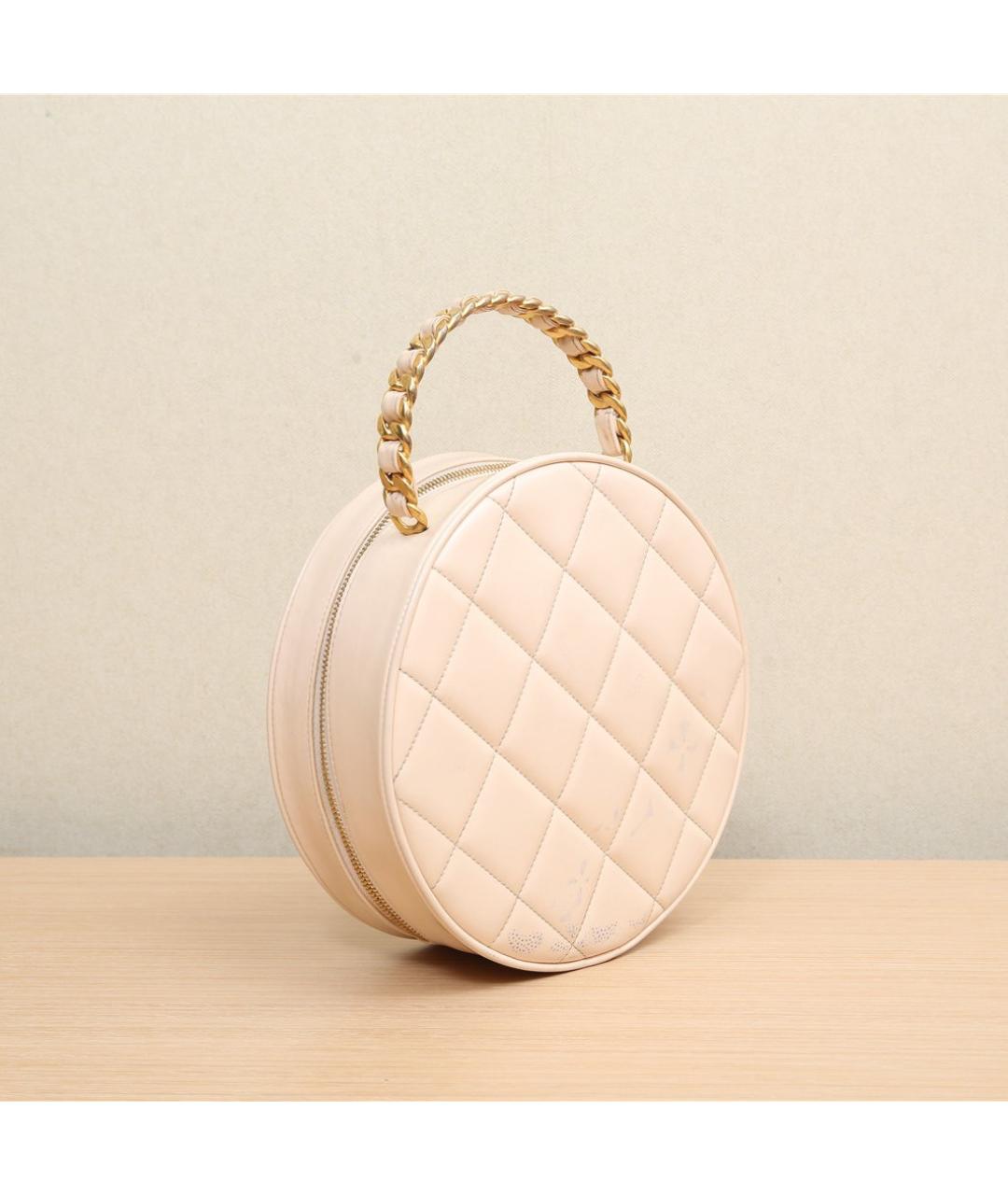 CHANEL Бежевая кожаная сумка через плечо, фото 5