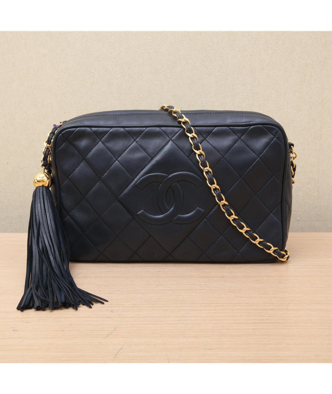 CHANEL Темно-синяя кожаная сумка через плечо, фото 2