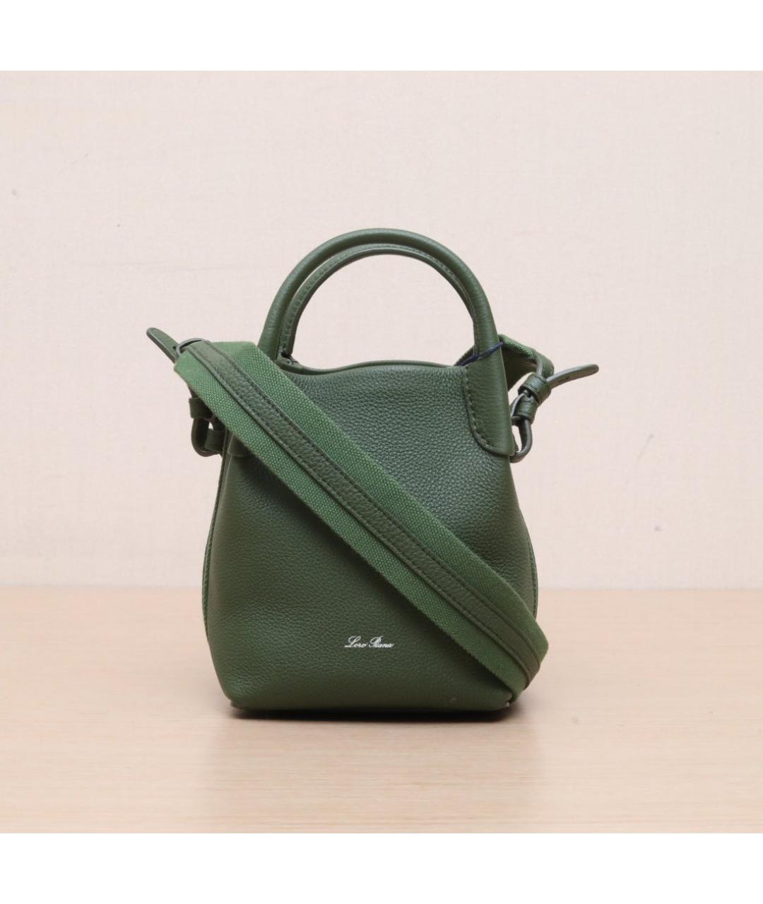 LORO PIANA Зеленая кожаная сумка через плечо, фото 3