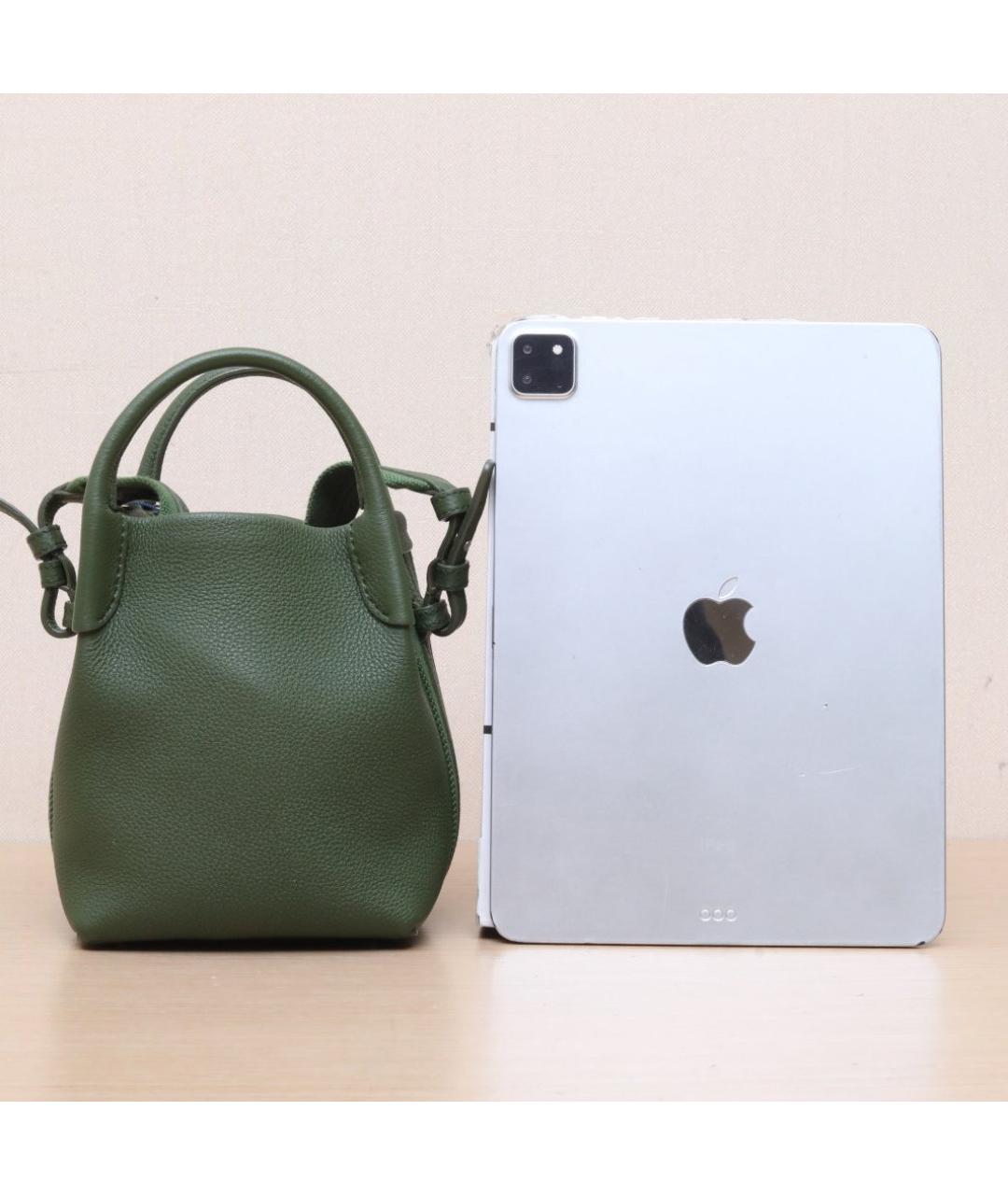 LORO PIANA Зеленая кожаная сумка через плечо, фото 7