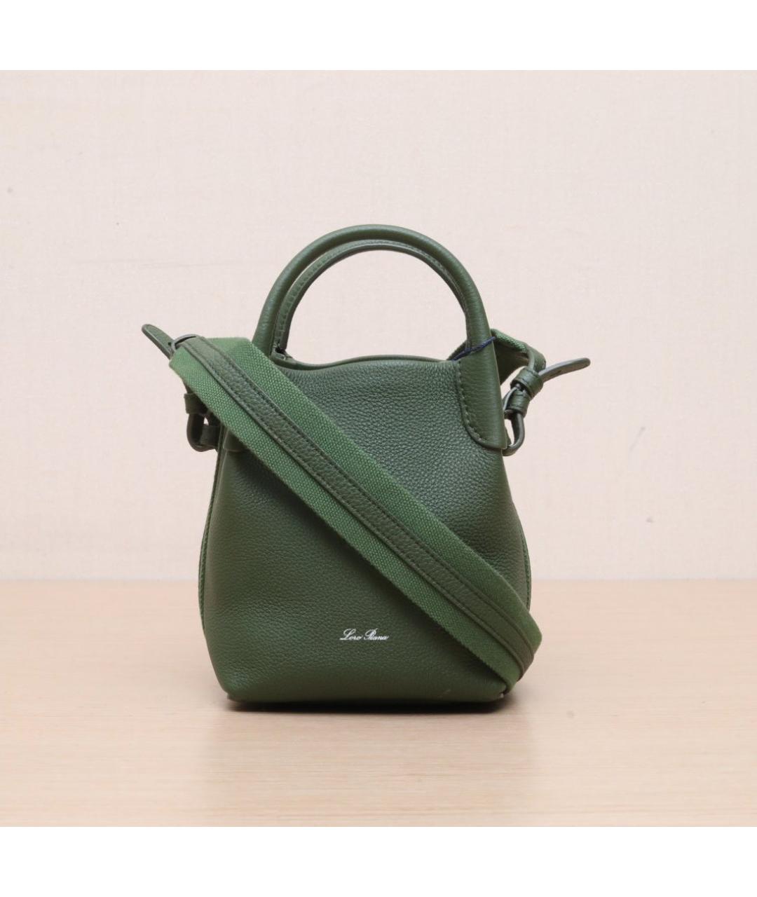 LORO PIANA Зеленая кожаная сумка через плечо, фото 2