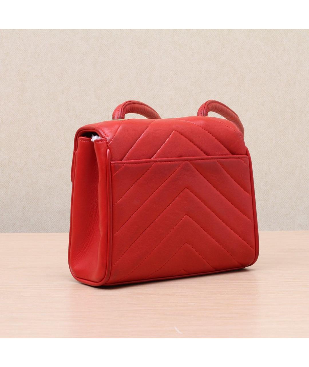 CHANEL Красная кожаная сумка через плечо, фото 4
