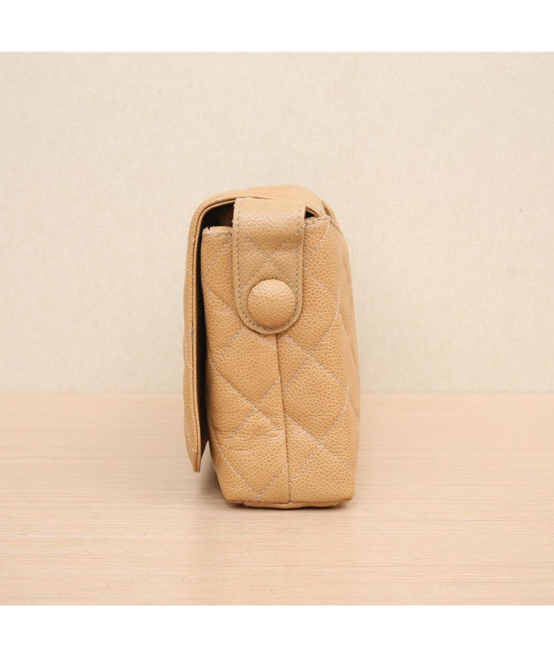 CHANEL Бежевая кожаная сумка через плечо, фото 4