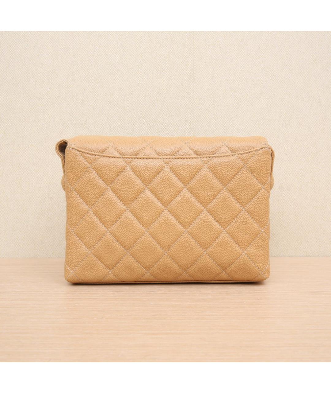 CHANEL Бежевая кожаная сумка через плечо, фото 6