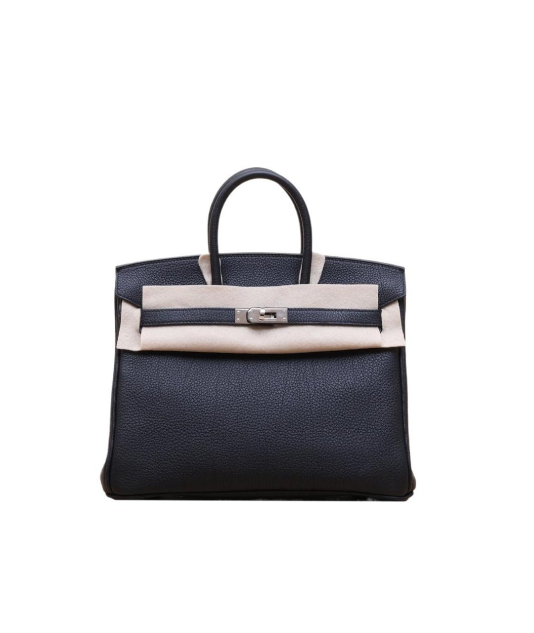 HERMES Черная кожаная сумка с короткими ручками, фото 1