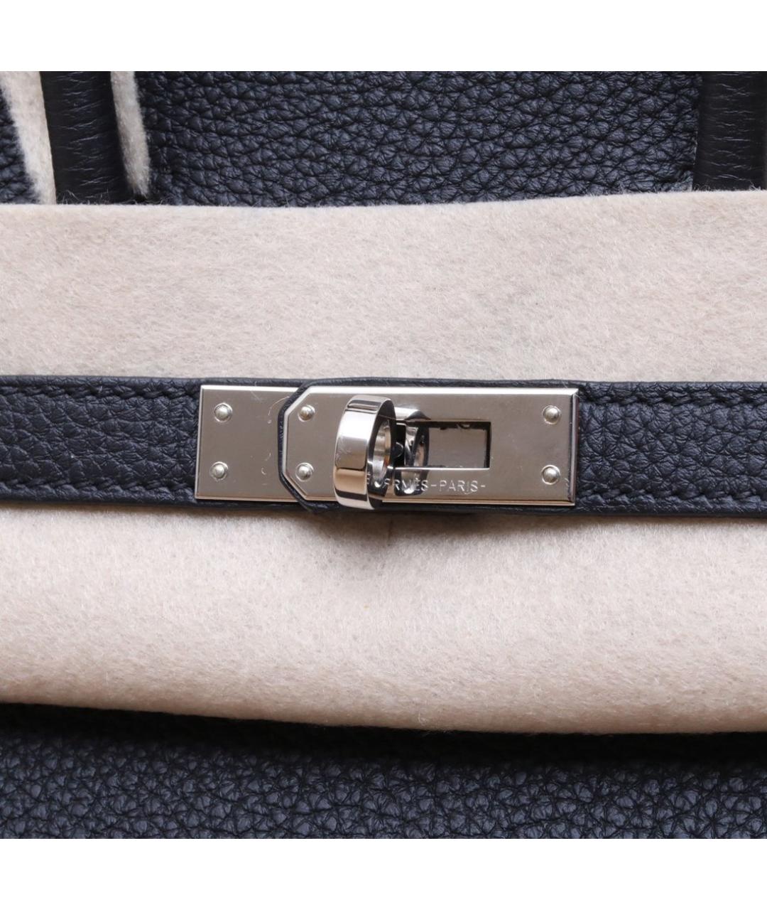 HERMES Черная кожаная сумка с короткими ручками, фото 8