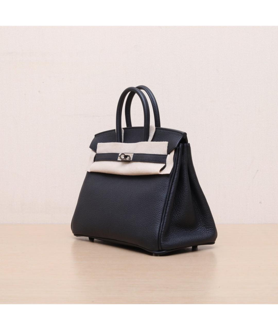 HERMES Черная кожаная сумка с короткими ручками, фото 4