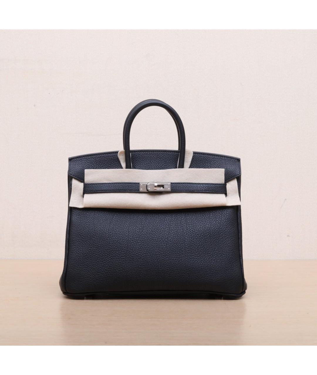 HERMES Черная кожаная сумка с короткими ручками, фото 3