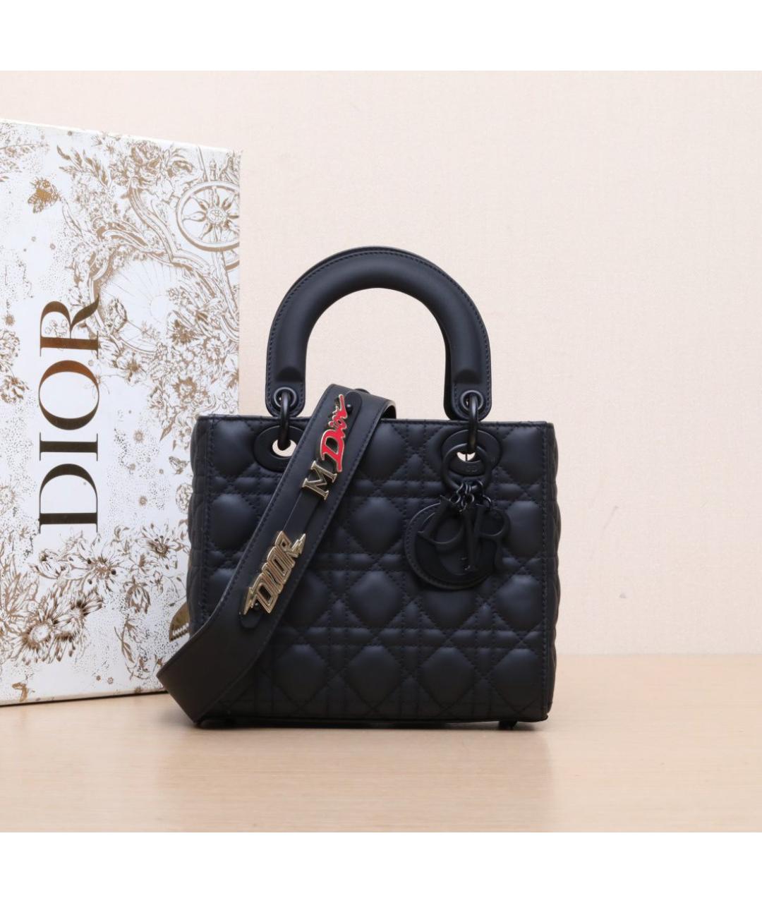 CHRISTIAN DIOR Черная кожаная сумка через плечо, фото 2