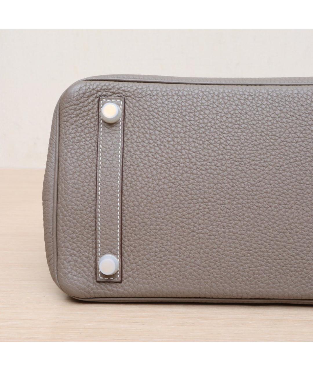 HERMES Серая кожаная сумка с короткими ручками, фото 9