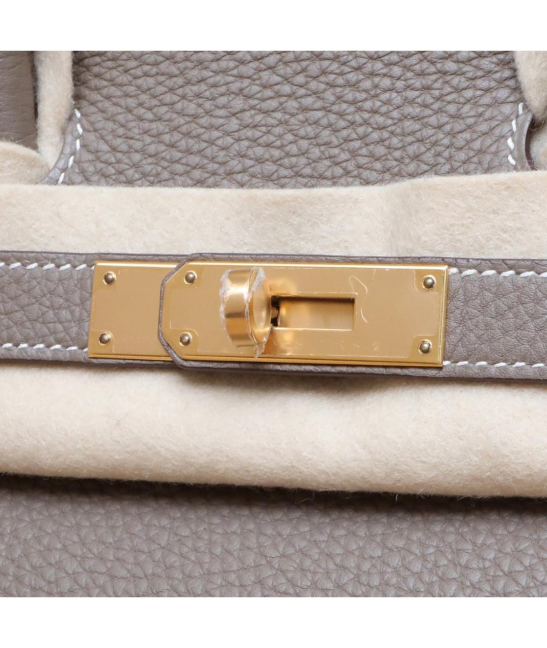 HERMES Серая кожаная сумка с короткими ручками, фото 8
