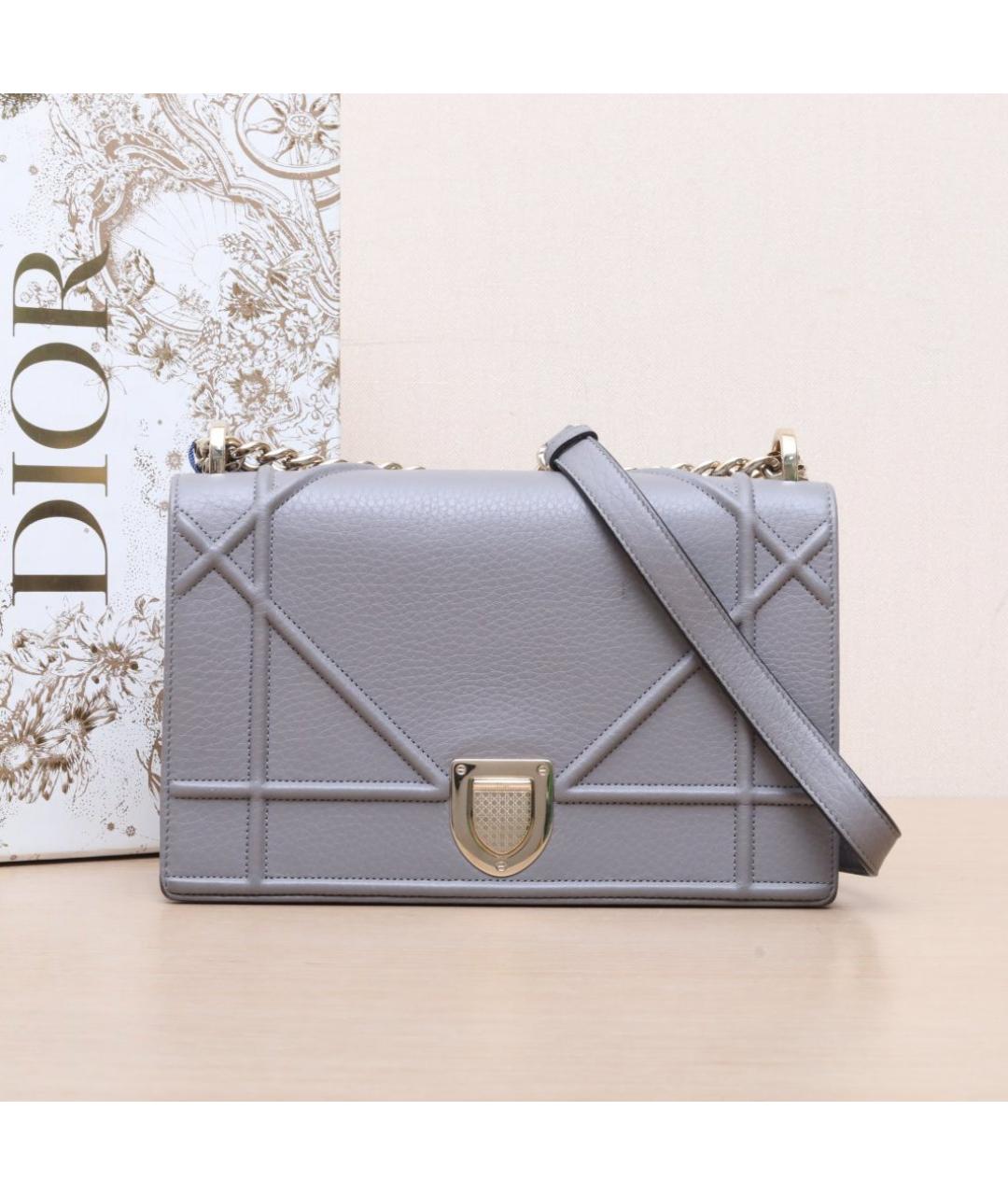 CHRISTIAN DIOR Серая кожаная сумка через плечо, фото 2